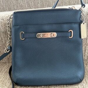 Coach Metallic Blue Swagger Swingpack Leather Turn-lock Crossbody